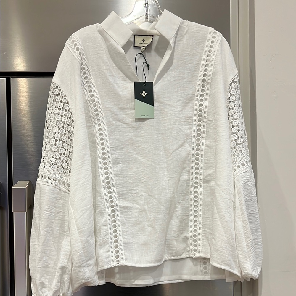 Tuckernuck White Jane eyelet blouse NWT